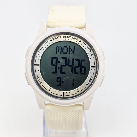 Beeasy AW02 Men's Ultra Slim Digital Watch 44MM White Plastic Bands New Battery - Picture 1 of 15